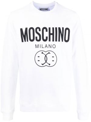 Trykt bomull sweatshirt Moschino hvit