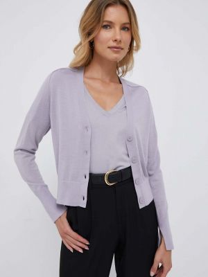 Sweter wełniany Calvin Klein fioletowy