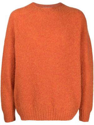 Плетен пуловер с кръгло деколте Ymc оранжево