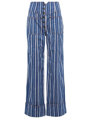 Kalhoty s vysokým pasem relaxed fit Ulla Johnson modré