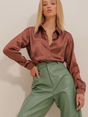 Marškiniai satino Trend Alaçatı Stili