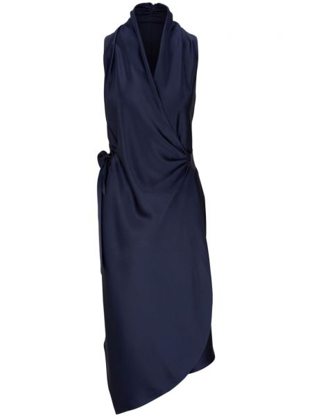 Hedvábné saténové šaty Peter Cohen modré