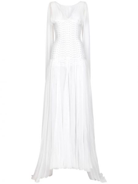 Μεταξωτή βραδινό φόρεμα Dolce & Gabbana λευκό