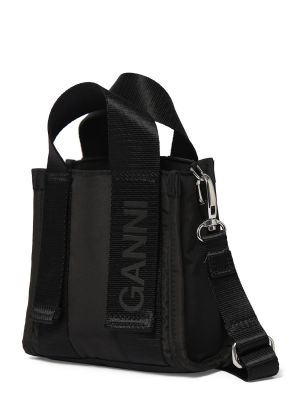 Τσάντα shopper Ganni μαύρο