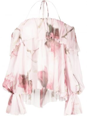 Блуза с волани Blumarine розово