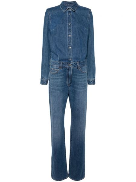 Lange ærmer denim jumpsuit Elisabetta Franchi blå