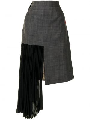 Vlněné vzorované sukně s vysokým pasem na zip Maison Mihara Yasuhiro - černá