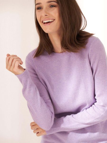 Кашемировый свитер с круглым вырезом Truly фиолетовый