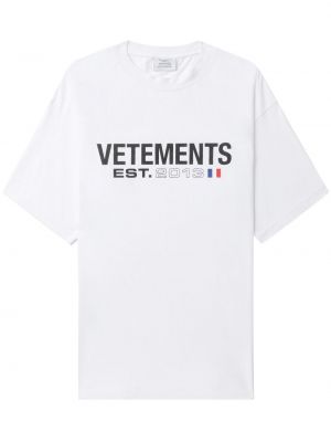 Памучна тениска с принт Vetements бяло