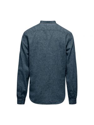 Camisa de lino de algodón Bomboogie azul
