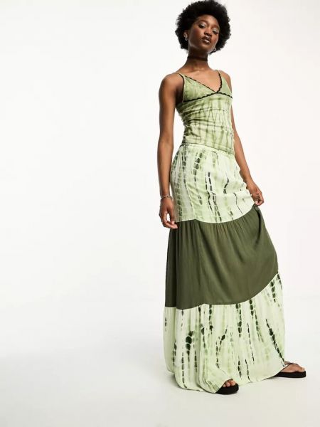 Плиссированная длинная юбка с эффектом тай-дай в уличном стиле Daisy Street хаки