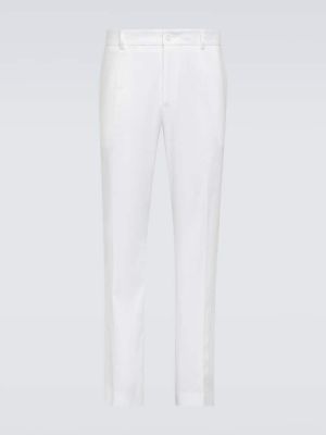 Lněné rovné kalhoty Dolce&gabbana bílé