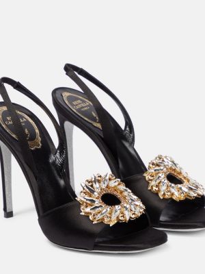 Saténové sandále René Caovilla čierna