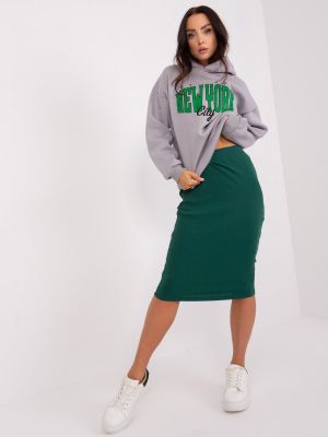 Pletené pletené pruhované sukně Fashionhunters zelené