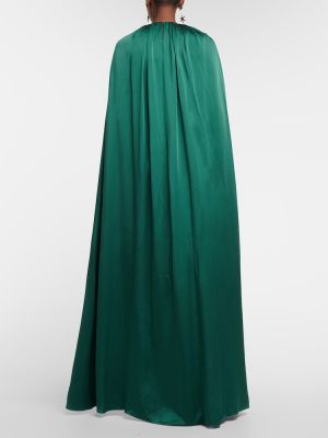 Saténové dlouhé šaty Safiyaa zelená