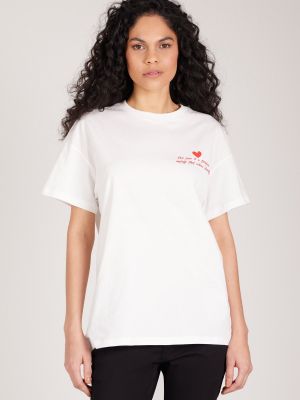 Koszulka bawełniana z nadrukiem oversize Ac&co / Altınyıldız Classics biała