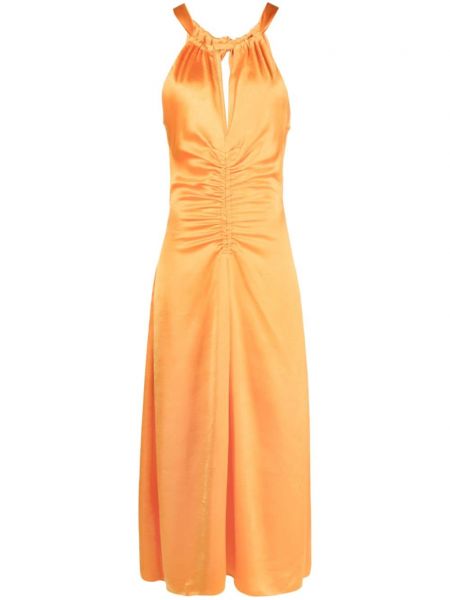Σατέν μίντι φόρεμα Sandro πορτοκαλί