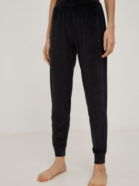 Emporio Armani Underwear pizsama nadrág női, fekete, közepes derékmagasságú egyenes