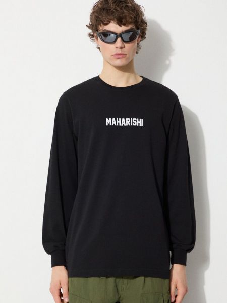 Μακρυμάνικη βαμβακερή μακρυμάνικη μπλούζα Maharishi μαύρο