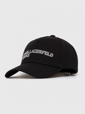 Памучна шапка с козирки с апликация Karl Lagerfeld Jeans черно