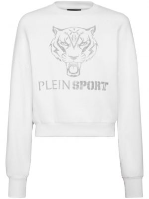 Bluza z kapturem z nadrukiem w tygrysie prążki Plein Sport biała