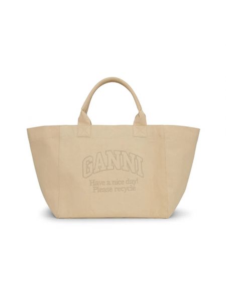 Shopper handtasche mit taschen Ganni beige