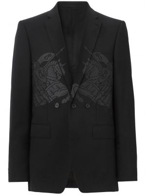Černé bavlněné vlněné sako s potiskem Burberry