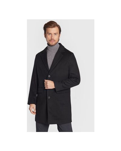 Vlnený priliehavý zimný kabát United Colors Of Benetton čierna