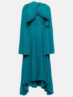 Rochie midi plisată Balenciaga albastru