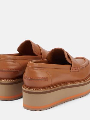 Pantofi loafer din piele cu platformă Clergerie bej