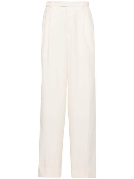 Plisované vlněné kalhoty Brioni bílé