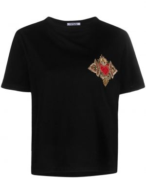 Bavlněné tričko s výšivkou Parlor černé