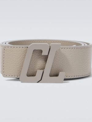 Cinturón de cuero Christian Louboutin beige