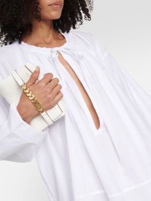Βαμβακερή μάξι φόρεμα με κέντημα Nili Lotan λευκό