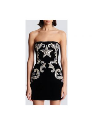 Sukienka mini z wzorem paisley Balmain czarna