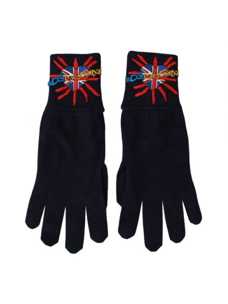Niebieskie haftowane rękawiczki Dolce And Gabbana