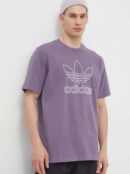 Koszulka bawełniana Adidas Originals fioletowa