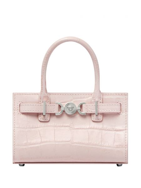 Δερμάτινη τσάντα shopper Versace ροζ