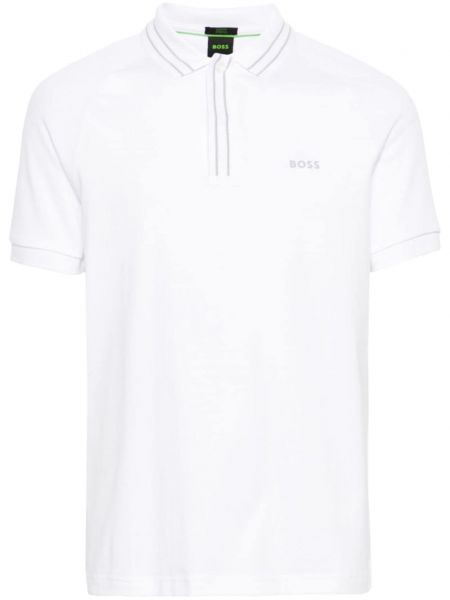 Памучна поло тениска с принт Boss бяло