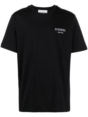 Kokvilnas t-krekls ar izšuvumiem Iceberg melns