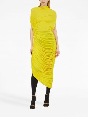 Sukienka midi asymetryczna drapowana Ferragamo żółta