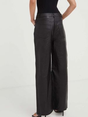 Kožené kalhoty s vysokým pasem Samsøe Samsøe černé
