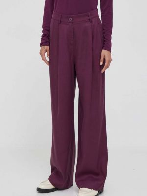 Kalhoty s vysokým pasem Sisley fialové