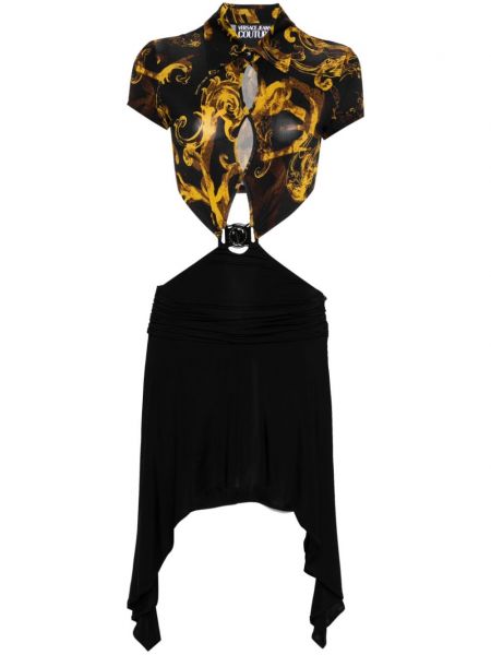 Asimetriska džinsa auduma kleita ar apdruku Versace Jeans Couture