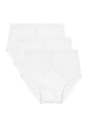 Mens Classic 3pk Pure Cotton StayNew™ Briefs - White, White