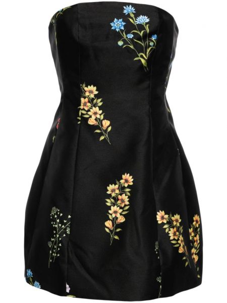 Коктейлна рокля на цветя с принт Sachin & Babi черно