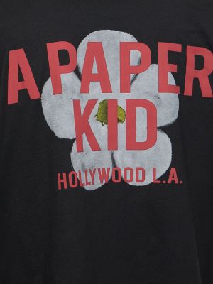 Květinové tričko A Paper Kid černé