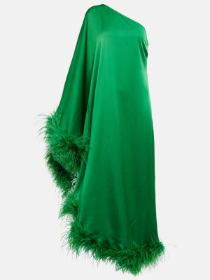 Vestido largo con plumas de plumas de fiesta Taller Marmo verde