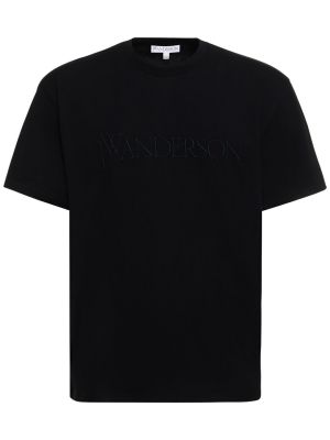 Jersey bombažna majica z vezenjem Jw Anderson črna