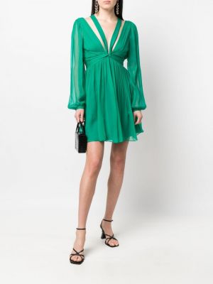 Sukienka koktajlowa plisowana Alberta Ferretti zielona